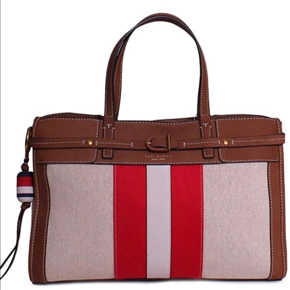 Tory Burch Canvas & Suede Satchel